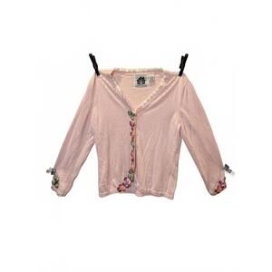 Vintage Storyboard Knits Pink Floral Embellished Cardigan Size S